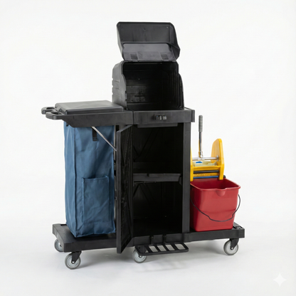 Carro porta utiles premium 2 con carro estrujador doble, línea Sauber